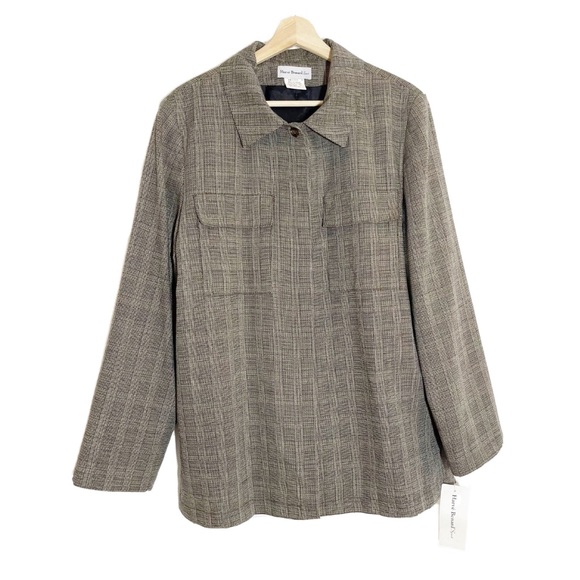 Harve Benard Jackets & Blazers - NWT HARVE BENARD Brown Wool Plaid Button Front Jacket Sz 16